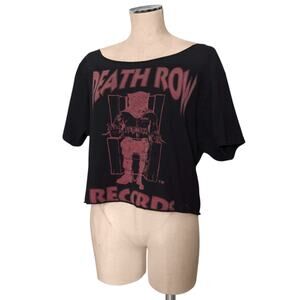DEATH ROW RECORDS Distressed Cut Off Graphic Print T-Shirt Shirt L XL